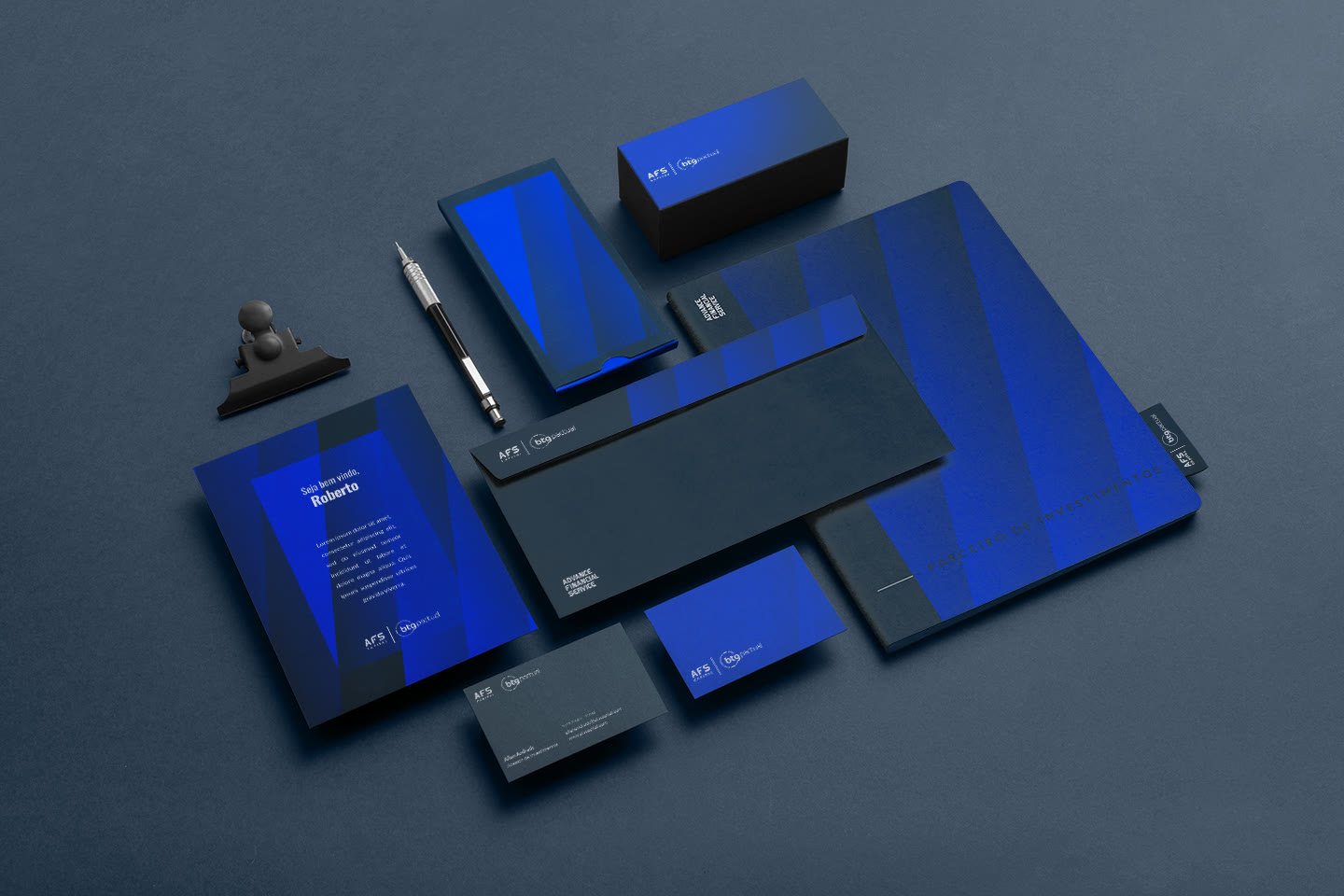 Mockup de papelaria AFS Capital